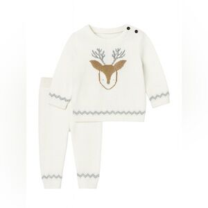 Janie and Jack Reindeer Sweater set Ivory